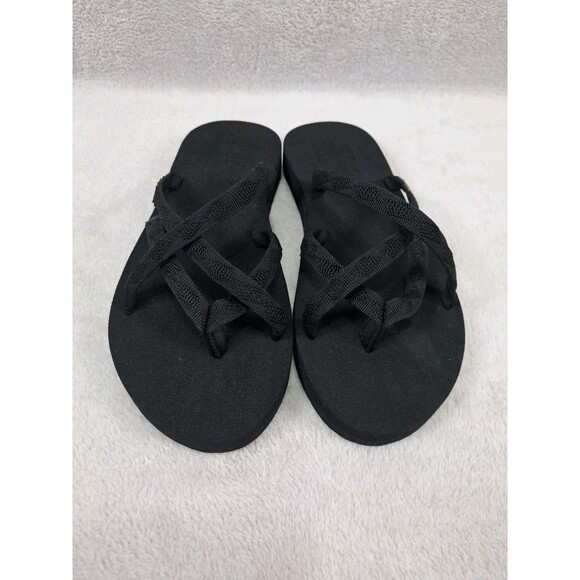 Teva Olowahu Slides Black Slip On Sandals Flip Flops 6840 Size 8 Womens Comfy - Picture 9 of 10